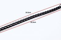 Black Stainless Steel Cuban Link Bracelet 22.5cm-24cm
