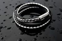 Leather Multiwrap Double Strand Black & White Bracelet - Crafted To Size