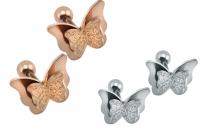 Butterfly Sandblasted Effect Labret Stud Earrings - 2 Colours Beautifully detai