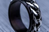 Black Stainless Steel Chain Ring - Unisex