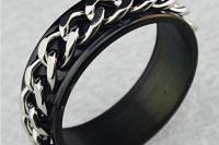 Black Stainless Steel Chain Ring - Unisex