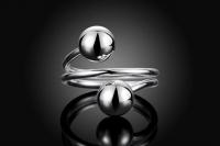 Double Ball Bohemian Stainless Steel Ring - Adjustable