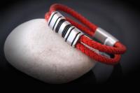 Orange Spice Multi Layer Leather & Steel Bracelet - Customisable