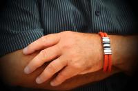 Orange Spice Multi Layer Leather & Steel Bracelet - Customisable