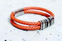 Orange Spice Multi Layer Leather & Steel Bracelet - Customisable