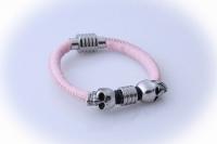 Double Skull sheepskin Leather & Steel Bracelet - Petite Design - Customisable!