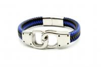Handcuff Bracelet Unisex In Dual Colour Leather - Customisable