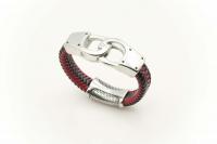 Handcuff Bracelet Unisex In Dual Colour Leather - Customisable