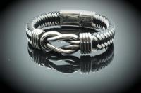 Knot Design Black & White Unisex Leather Bracelet