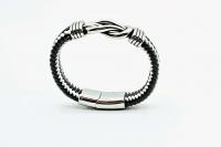 Knot Design Black & White Unisex Leather Bracelet