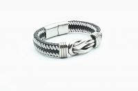 Knot Design Black & White Unisex Leather Bracelet