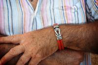 Knotted Design Stainless Steel & Leather Bracelet -