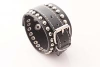 Wide Cuff Multi Stud Buckle Adjustable Leather Bracelet