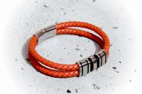 Orange Spice Multi Layer Leather & Steel Bracelet - Customisable
