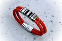 Orange Spice Multi Layer Leather & Steel Bracelet - Customisable