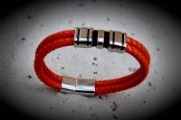 Orange Spice Multi Layer Leather & Steel Bracelet - Customisable
