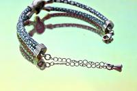 Leather Skull Pirate Double Layer Bracelet In Stingray Leather - Customisable!