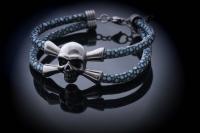 Leather Skull Pirate Double Layer Bracelet In Stingray Leather - Customisable!