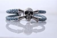 Leather Skull Pirate Double Layer Bracelet In Stingray Leather - Customisable!