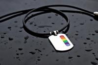 Rainbow Tag Stainless Steel & Leather Choker