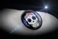 Skull Glass Pin Badge