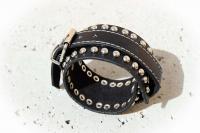 Wide Cuff Multi Stud Buckle Adjustable Leather Bracelet