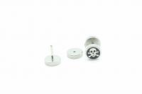 Fake Ear Plug Skull in Stainless Steel