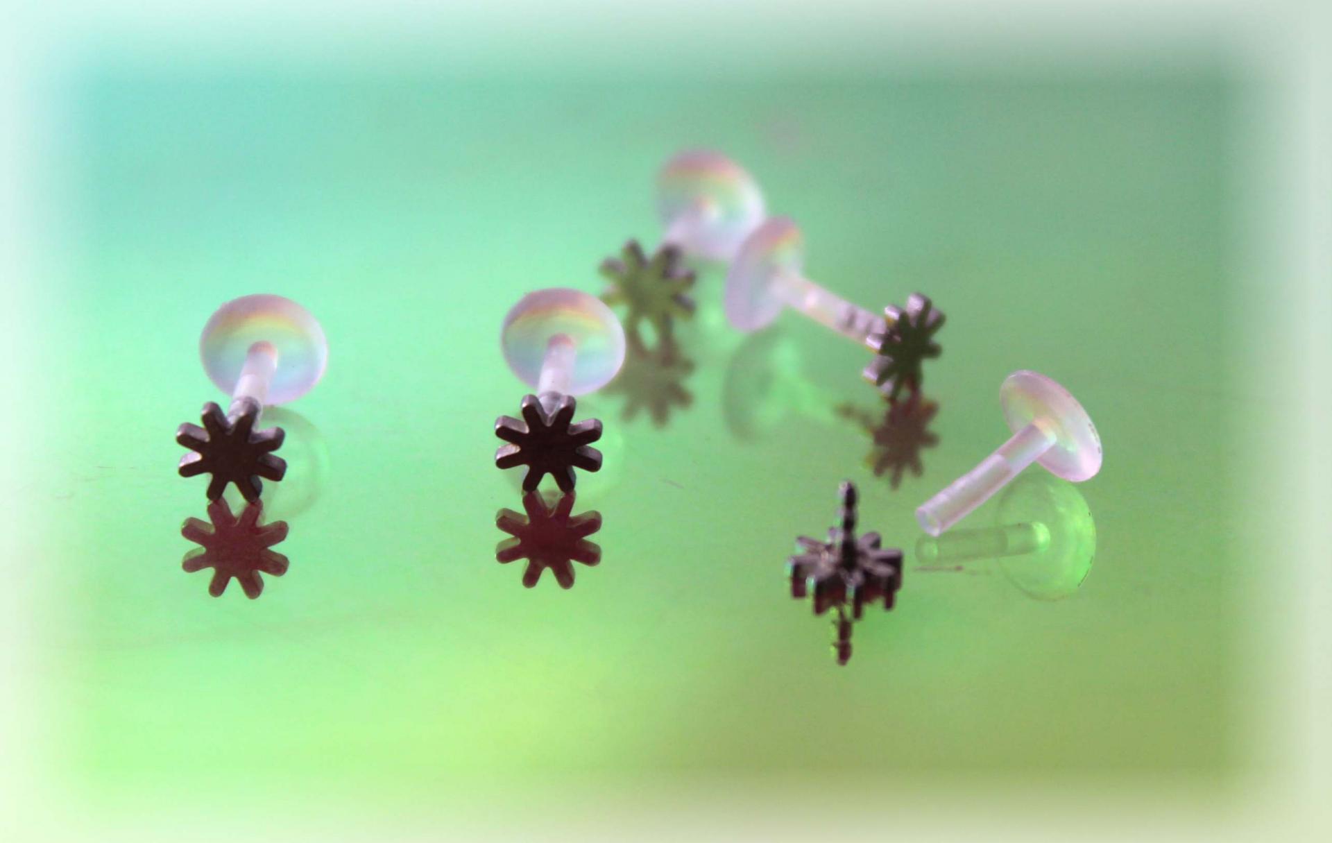 Bioplast Labret with Stainless Steel Sun Design