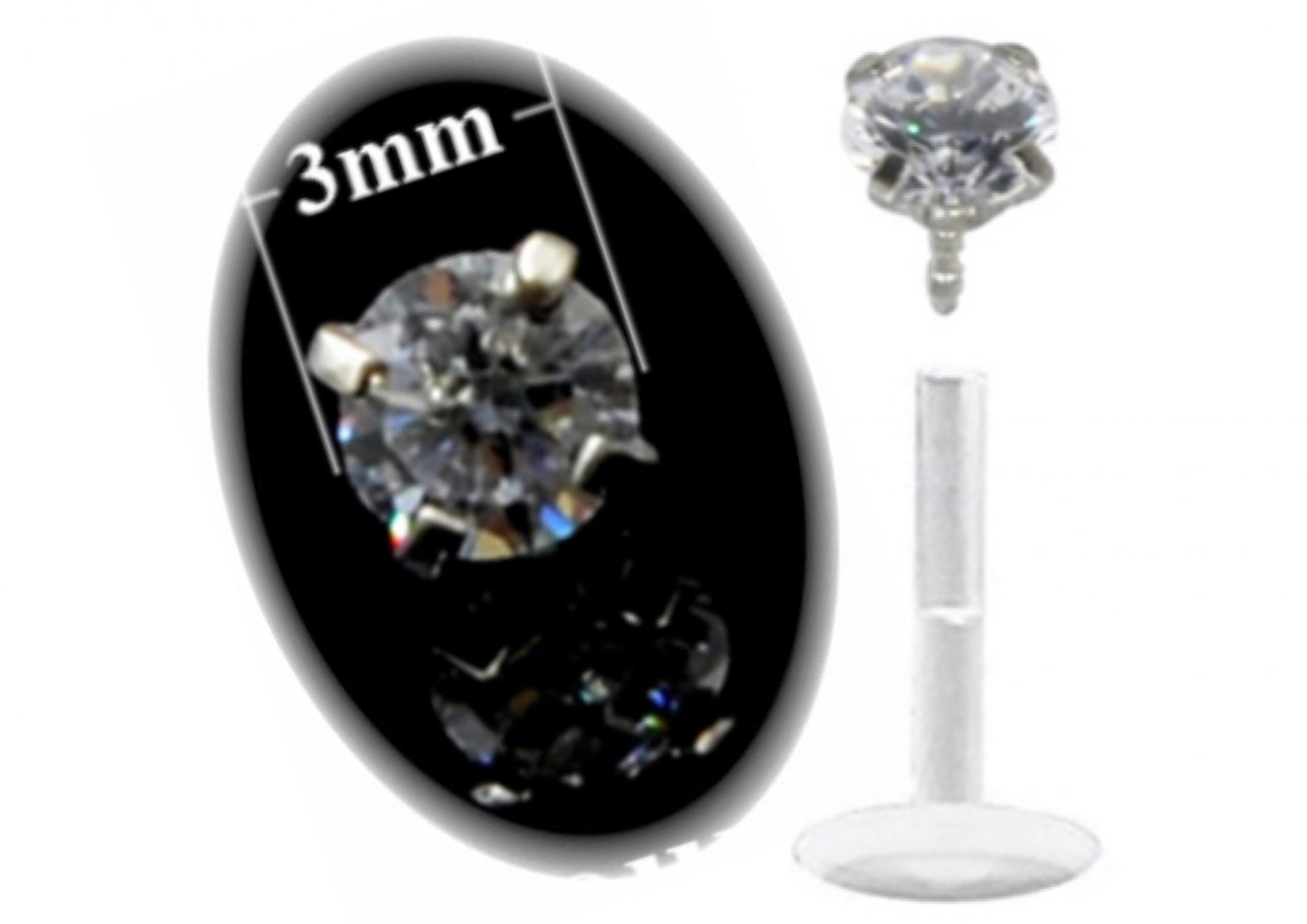 Bioplast Labret with Stainless Crystal Stone
