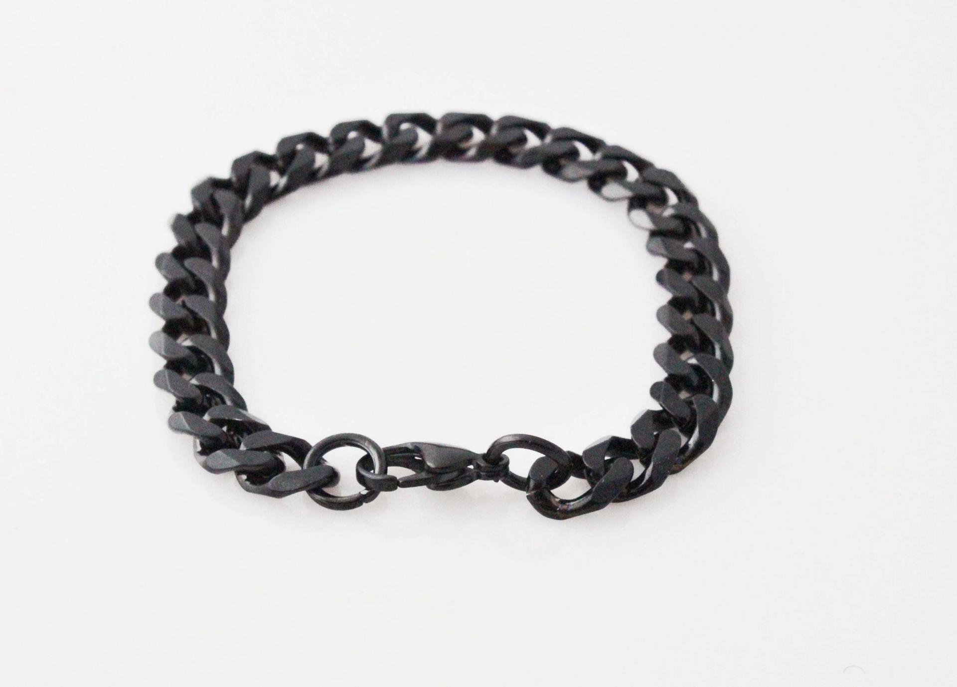 Black Stainless Steel Cuban Link Bracelet 22.5cm-24cm