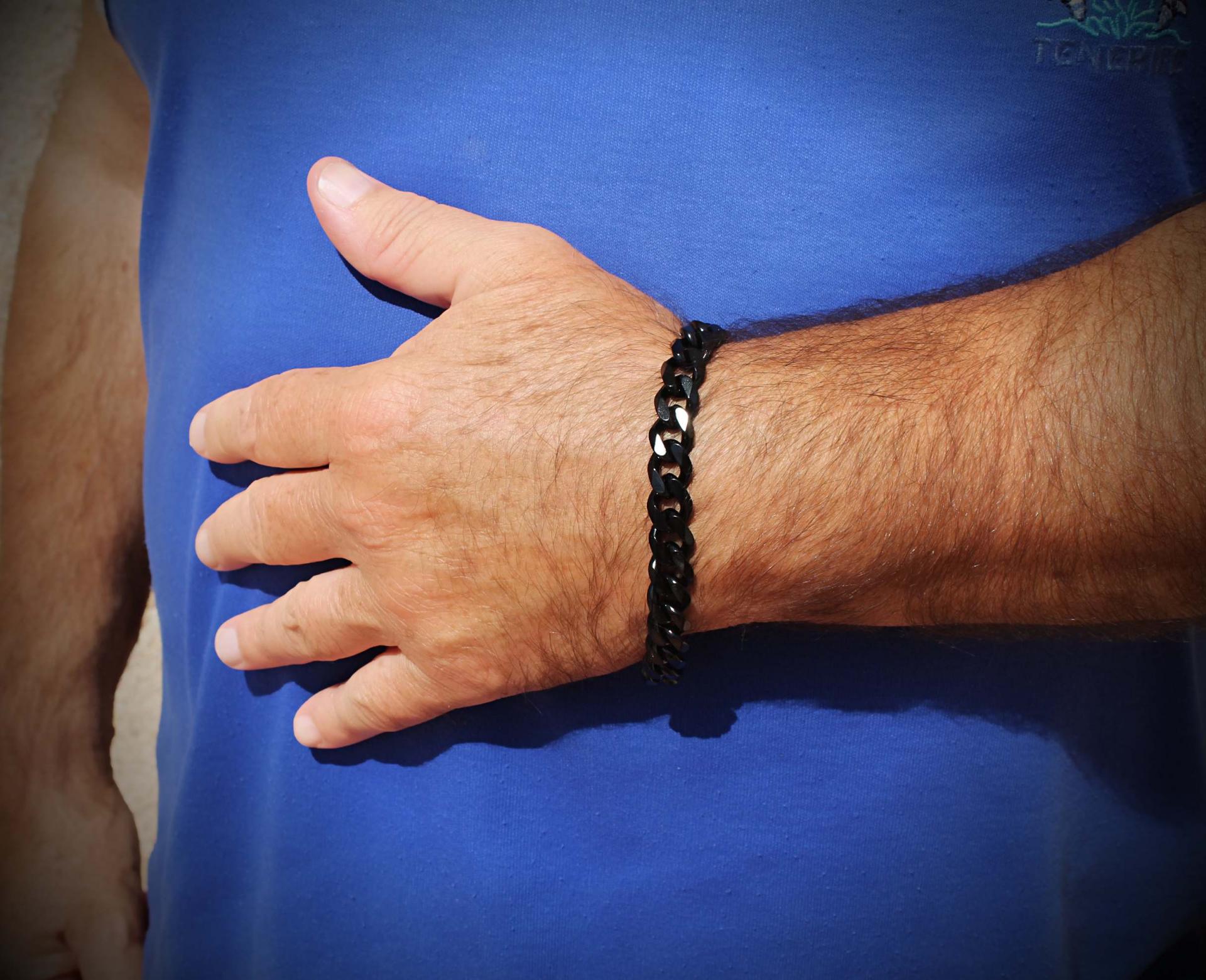 Black Stainless Steel Cuban Link Bracelet 22.5cm-24cm