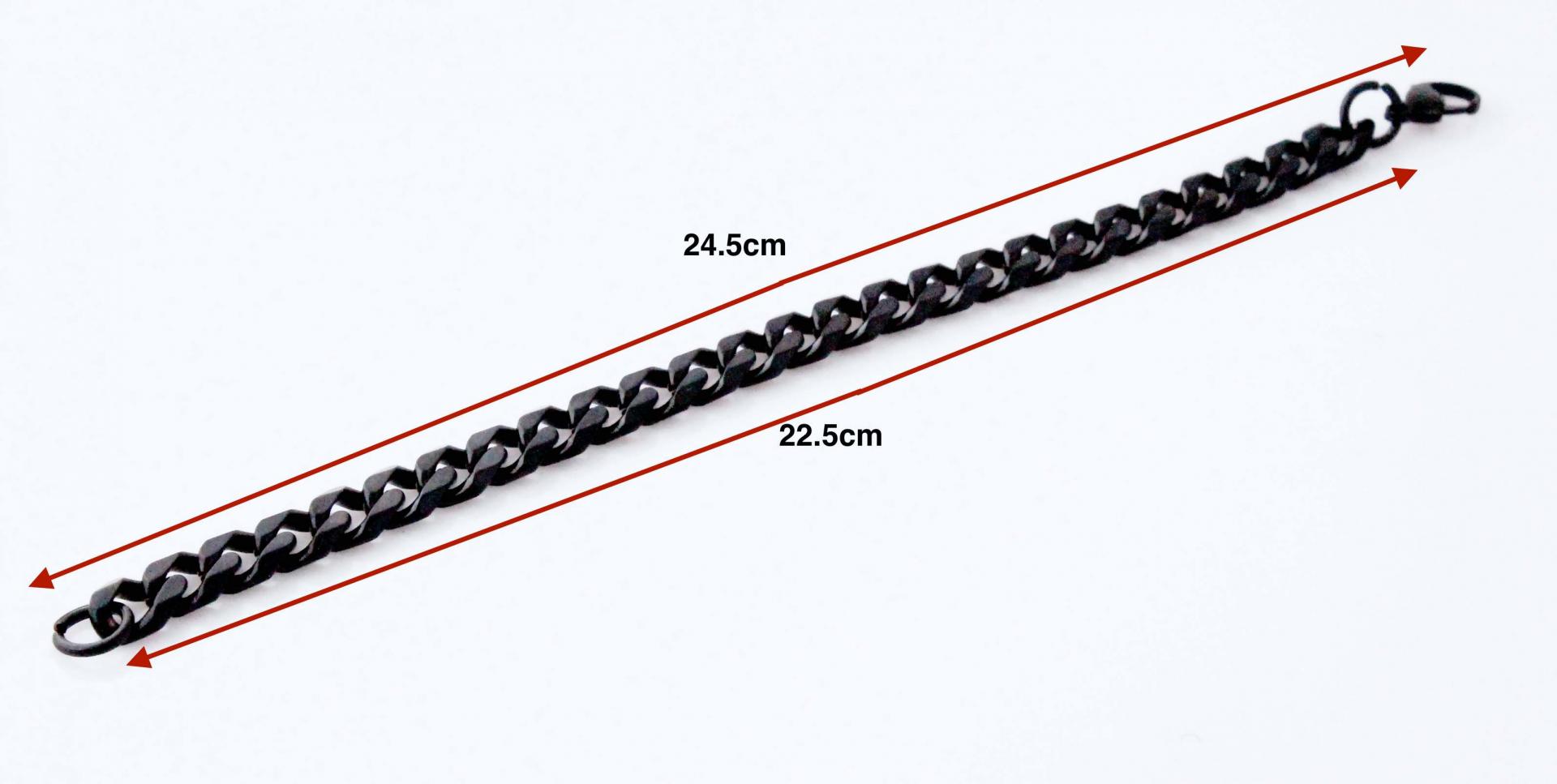 Black Stainless Steel Cuban Link Bracelet 22.5cm-24cm