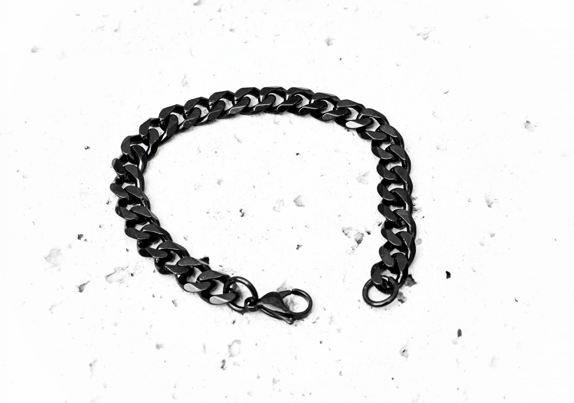 Black Stainless Steel Cuban Link Bracelet 22.5cm-24cm