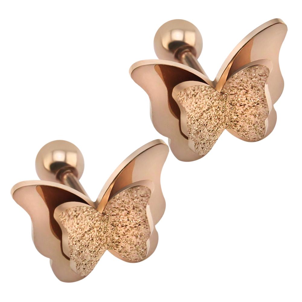 Butterfly Sandblasted Effect Labret Stud Earrings - 2 Colours Beautifully detai