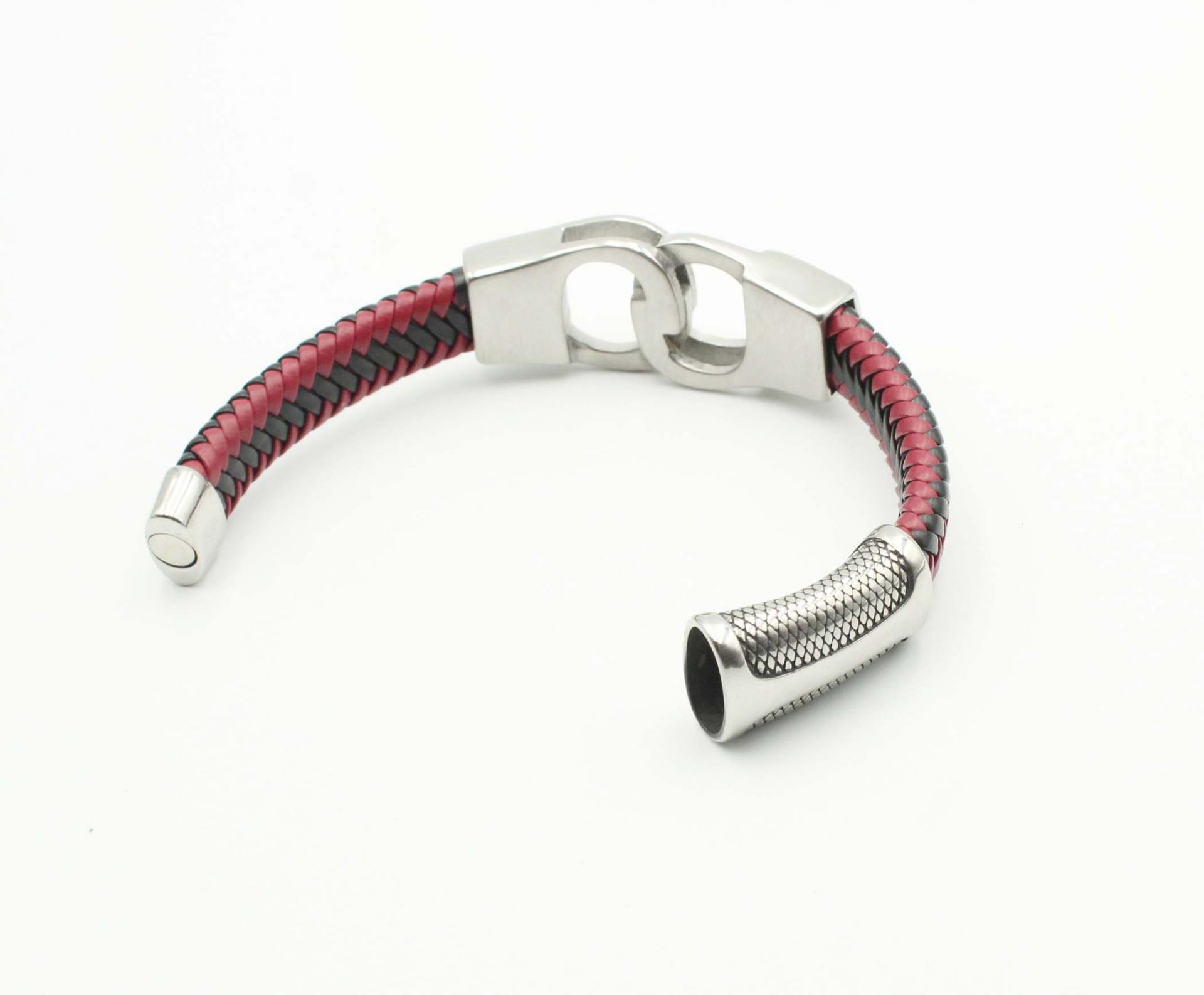 Handcuff Bracelet Unisex In Dual Colour Leather - Customisable
