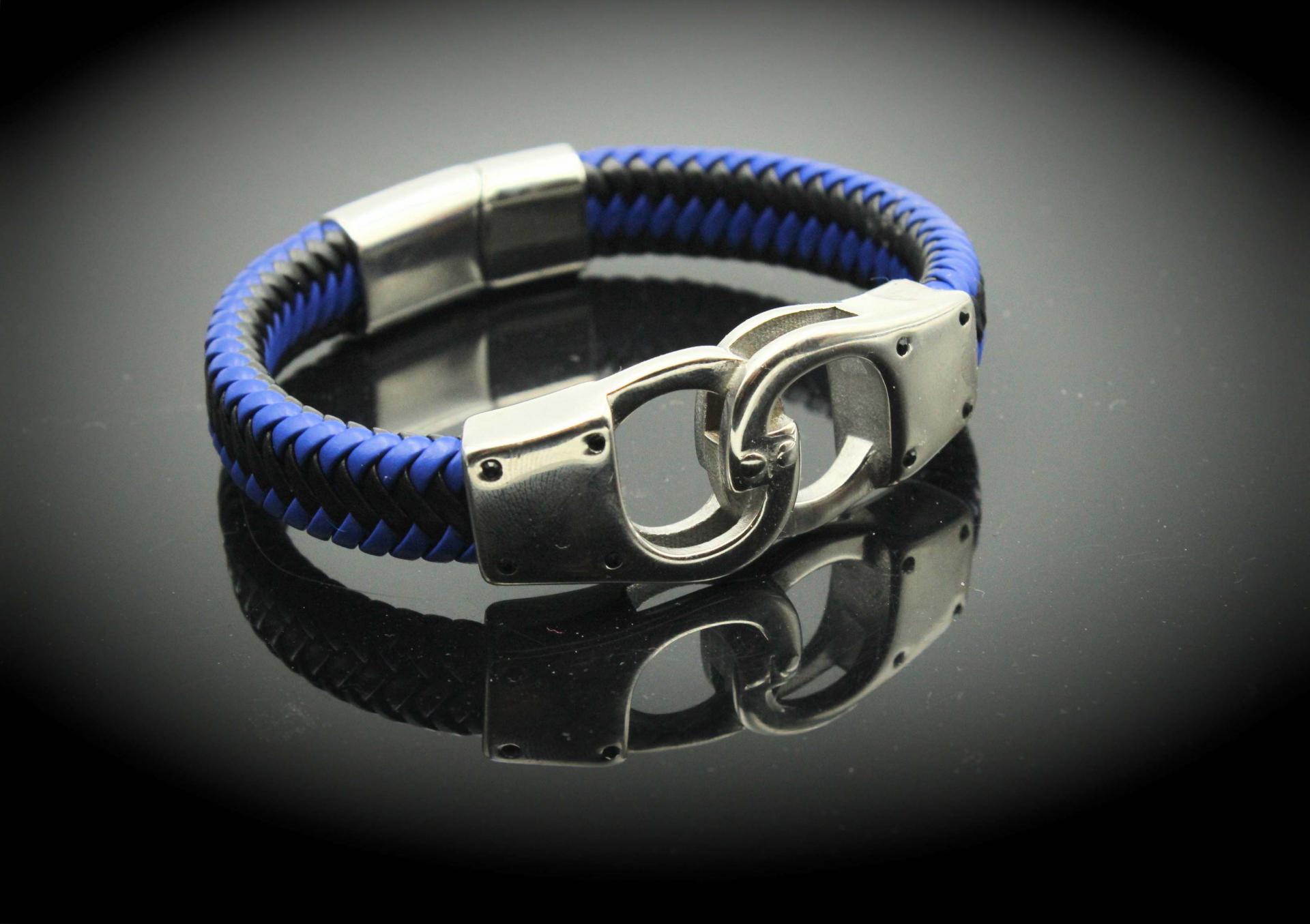 Handcuff Bracelet Unisex In Dual Colour Leather - Customisable