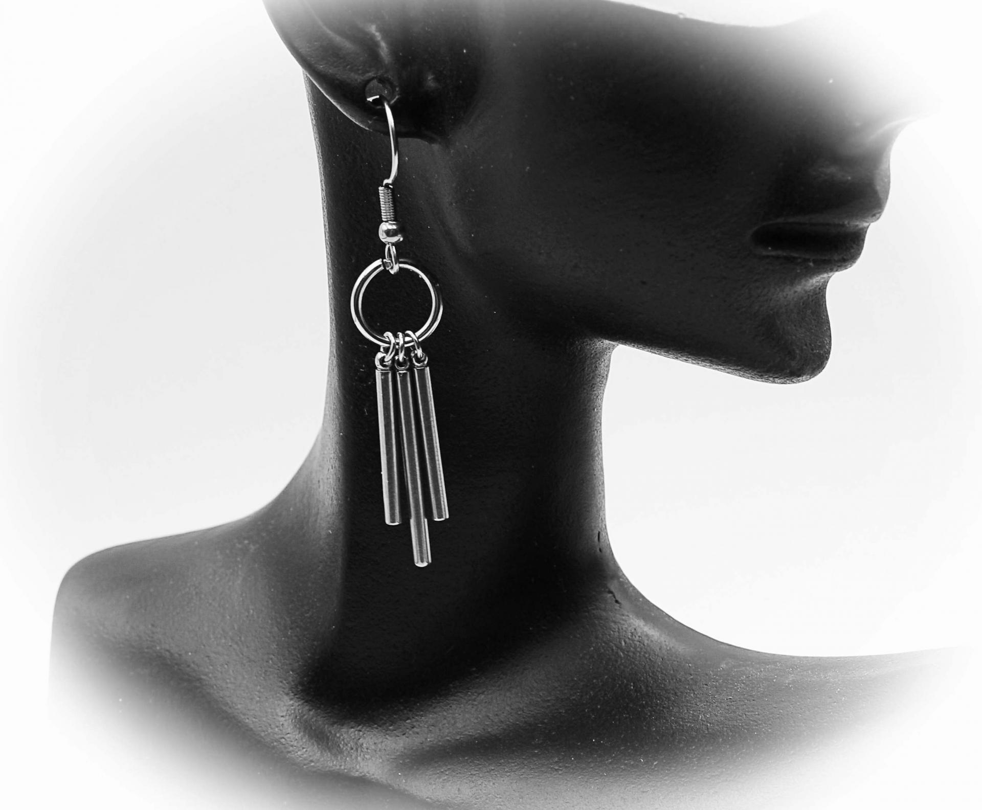 Punk Dangle Stick Titanium Steel Earrings - Customisable