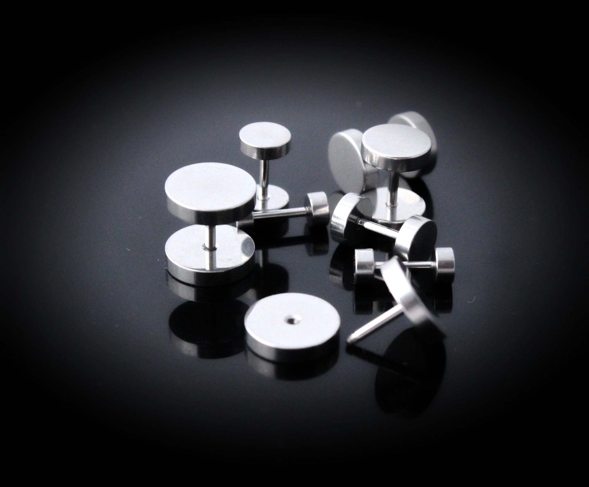 Silver Fake Ear Plugs - Stainless Steel & Choice of Size!