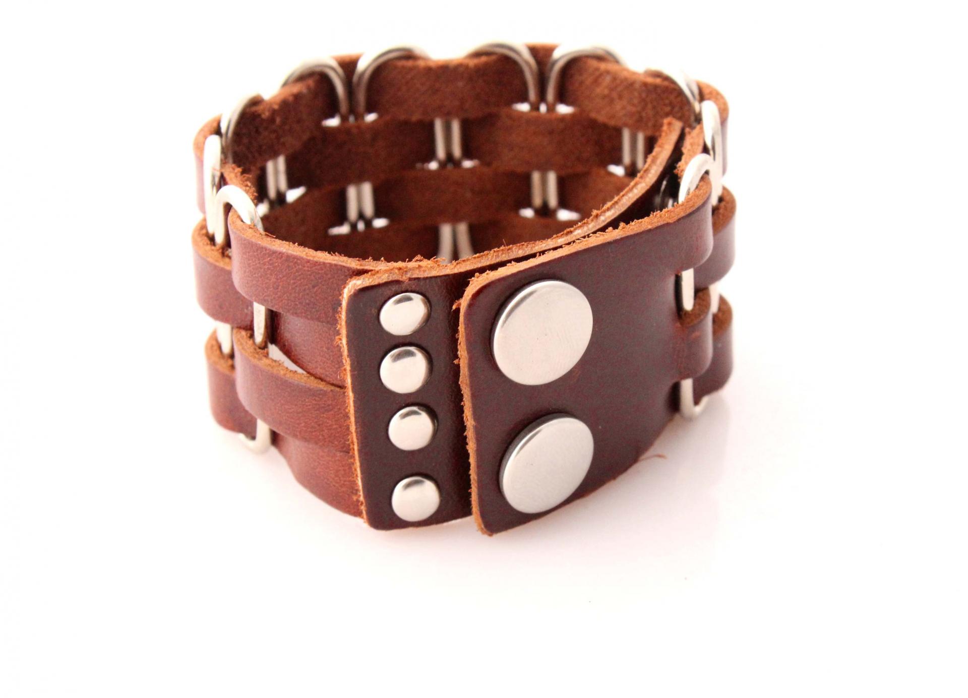 Vintage Punk Wide Cuff "PaperClip" Adjustable Leather Bracelet