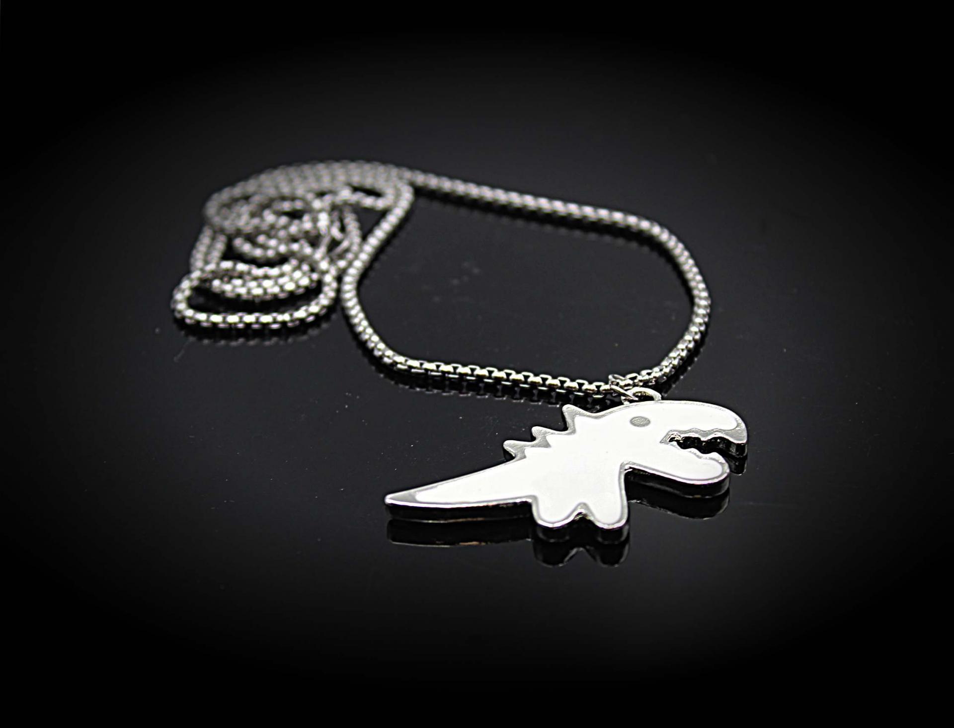 Dinosaur Enamel & Stainless Steel Pendant