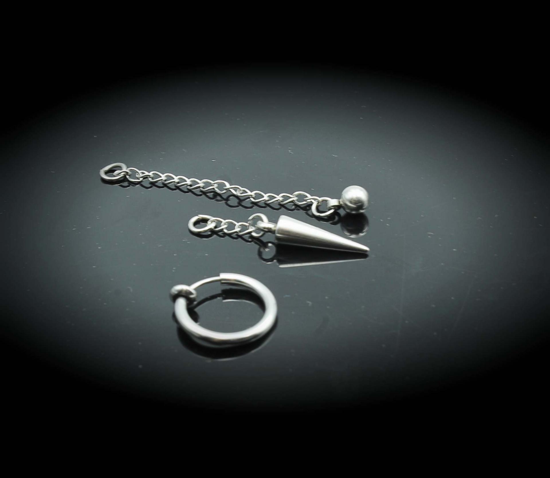 Clip On Dangle Drop Earrings Spike Ball Design