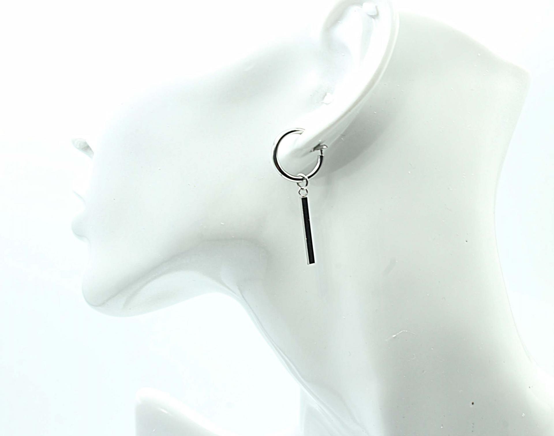 Clip On Dangle Drop Earrings Tassel & Bar Design