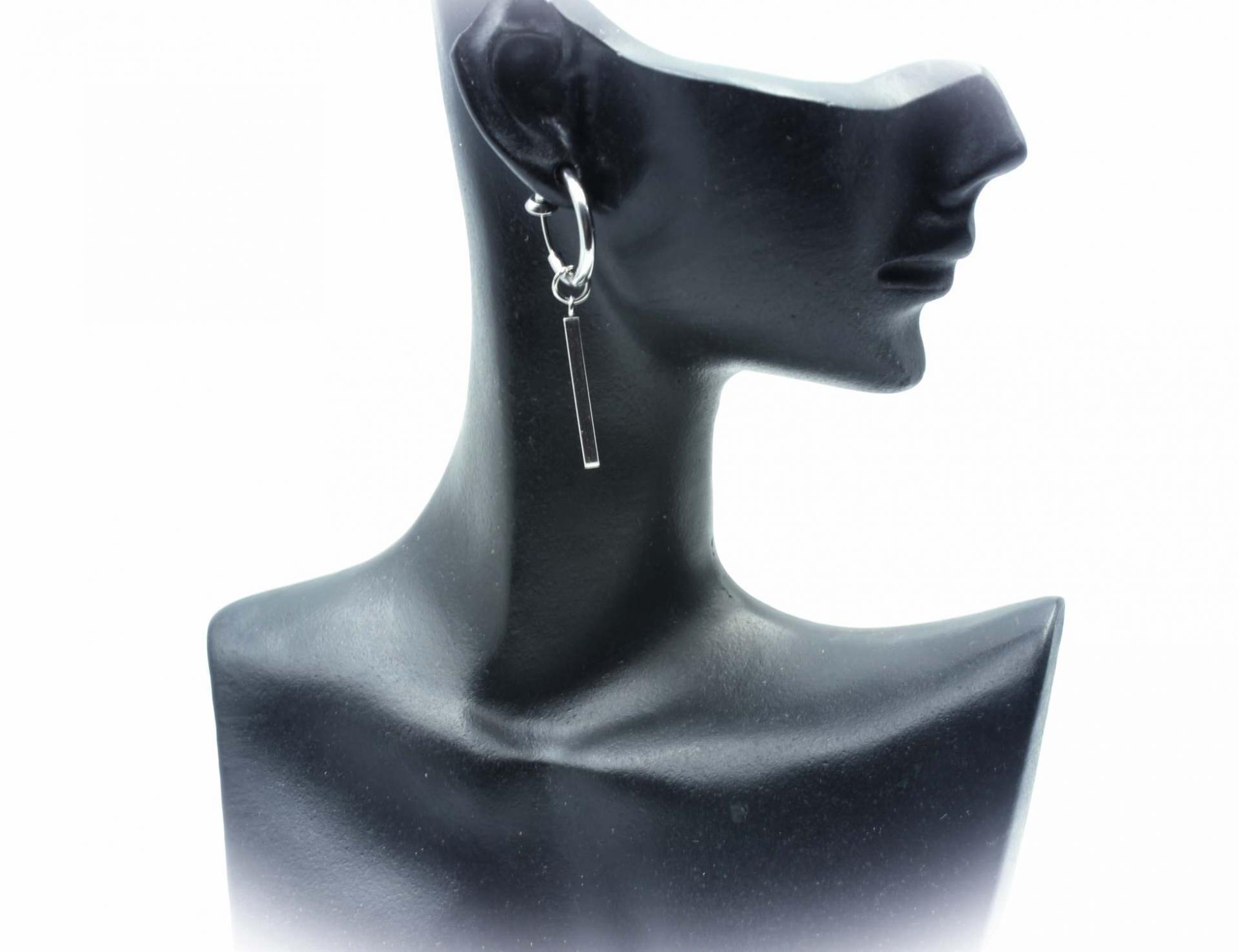Clip On Dangle Drop Earrings Tassel & Bar Design