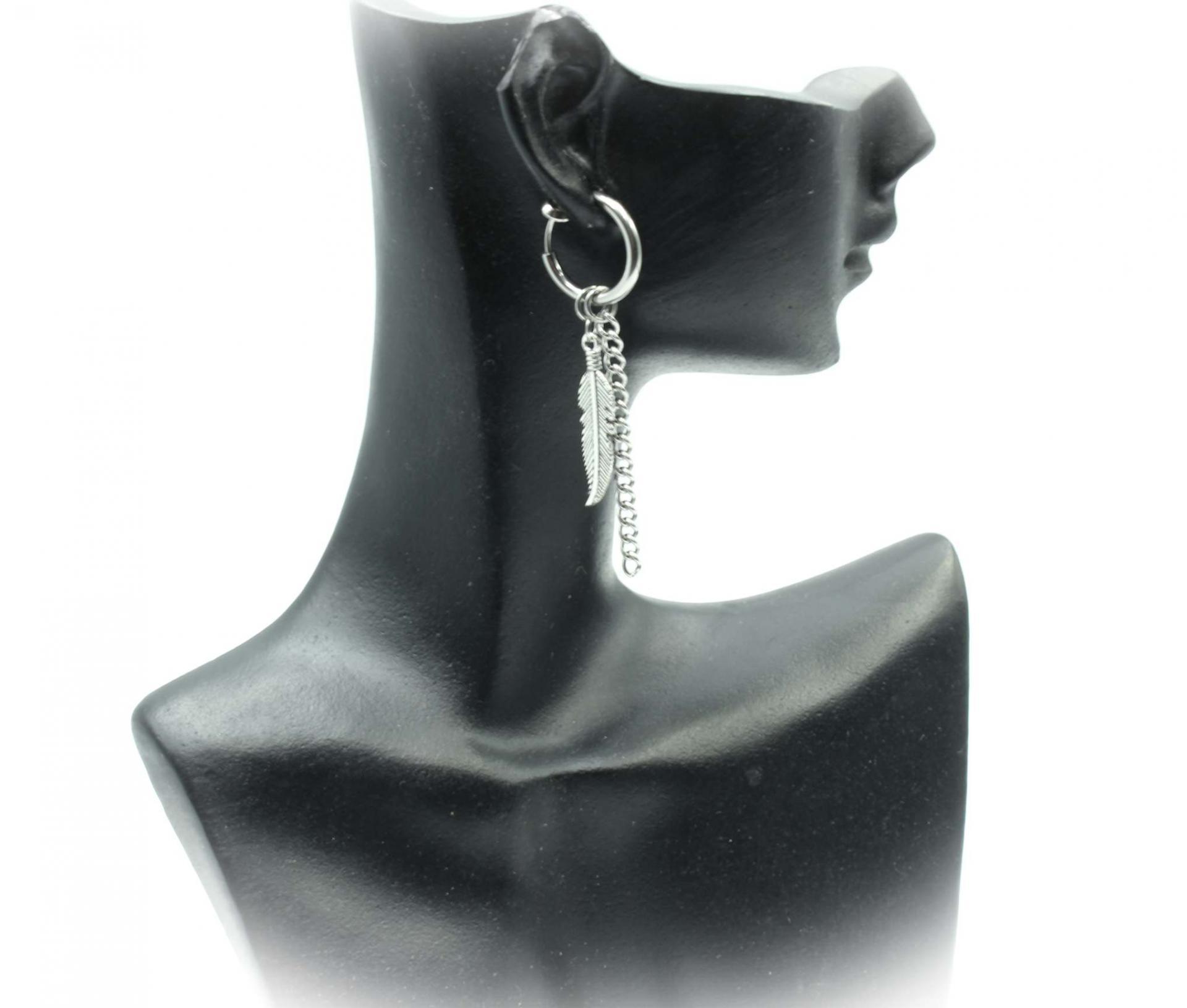 Clip On Dangle Drop Earrings Tassel Chain Design